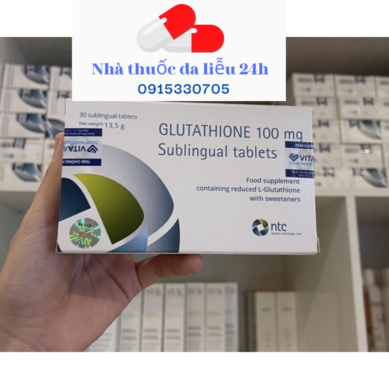 Viên ngậm trắng da Glutathion 100 mg nhập khẩu Ý Chính hãng hộp 30vien