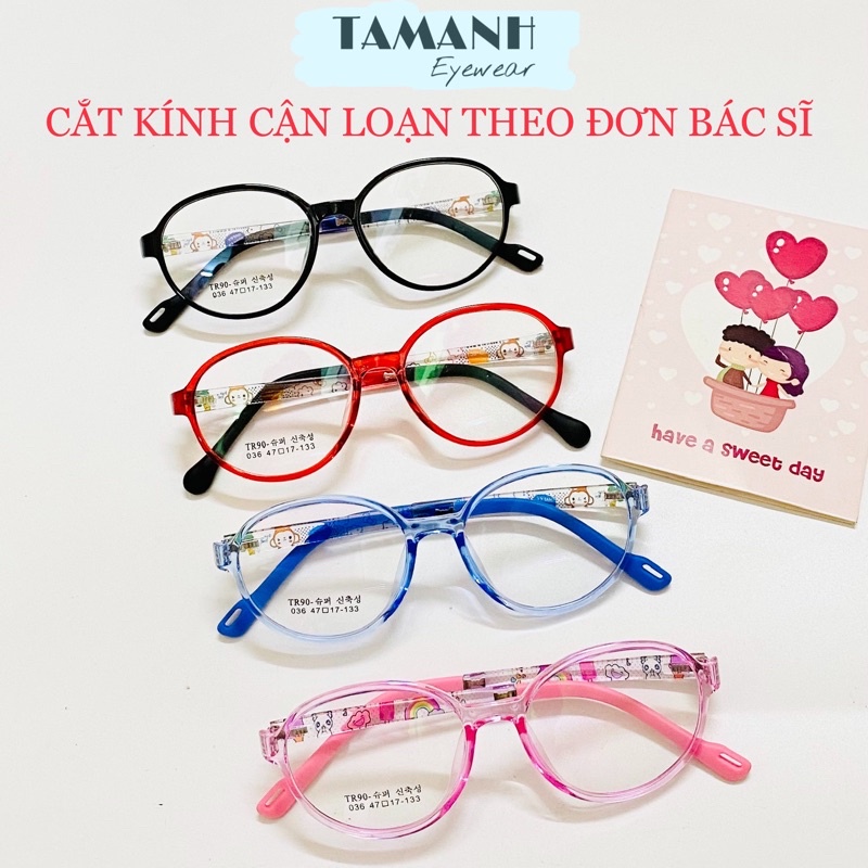 Gọng kính trẻ em nhựa dẻo, nhẹ dáng mắt ôm bo tròn TAMANHOPTIC nhận cắt mắt cận viễn loạn