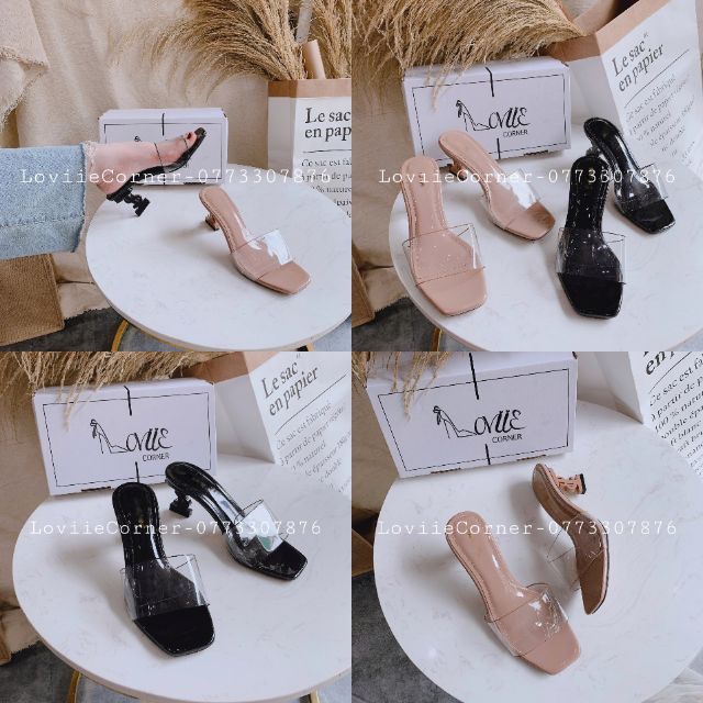 DÉP CAO GÓT QUAI TRONG LOVIIECORNER GÓT 9CM- DÉP GUỐC CAO GÓT 9P - GUỐC QUAI TRONG GÓT KIỂU THỜI TRANG D200358