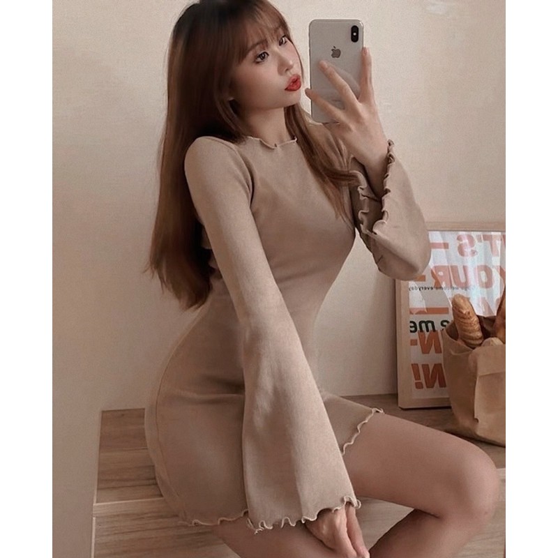 [Mã FATHANG5 giảm 10K đơn 50K] ĐẦM BODY NUDE TAY LOE