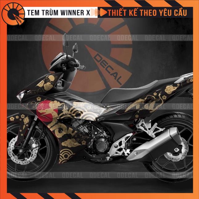 Tem trùm Winner X decal 3 lớp tông đen vàng đồng thiết kế theo yêu cầu