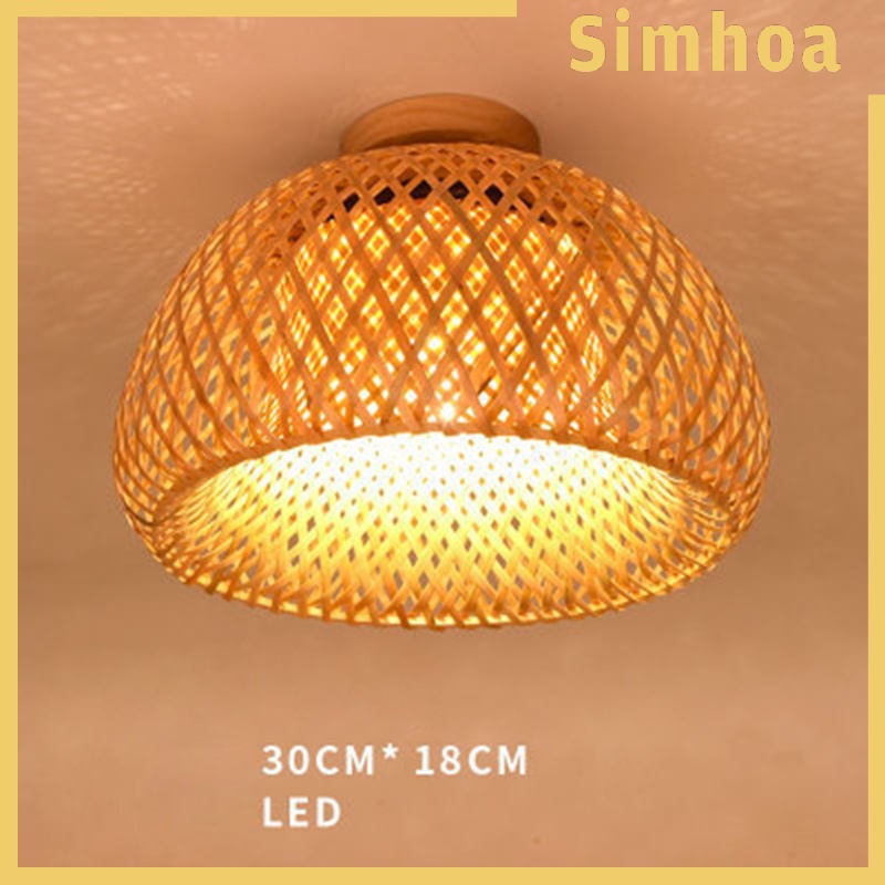 [SIMHOA] Bamboo Wicker Rattan Light Fixture Flush Mount Hanging Ceiling Lamp