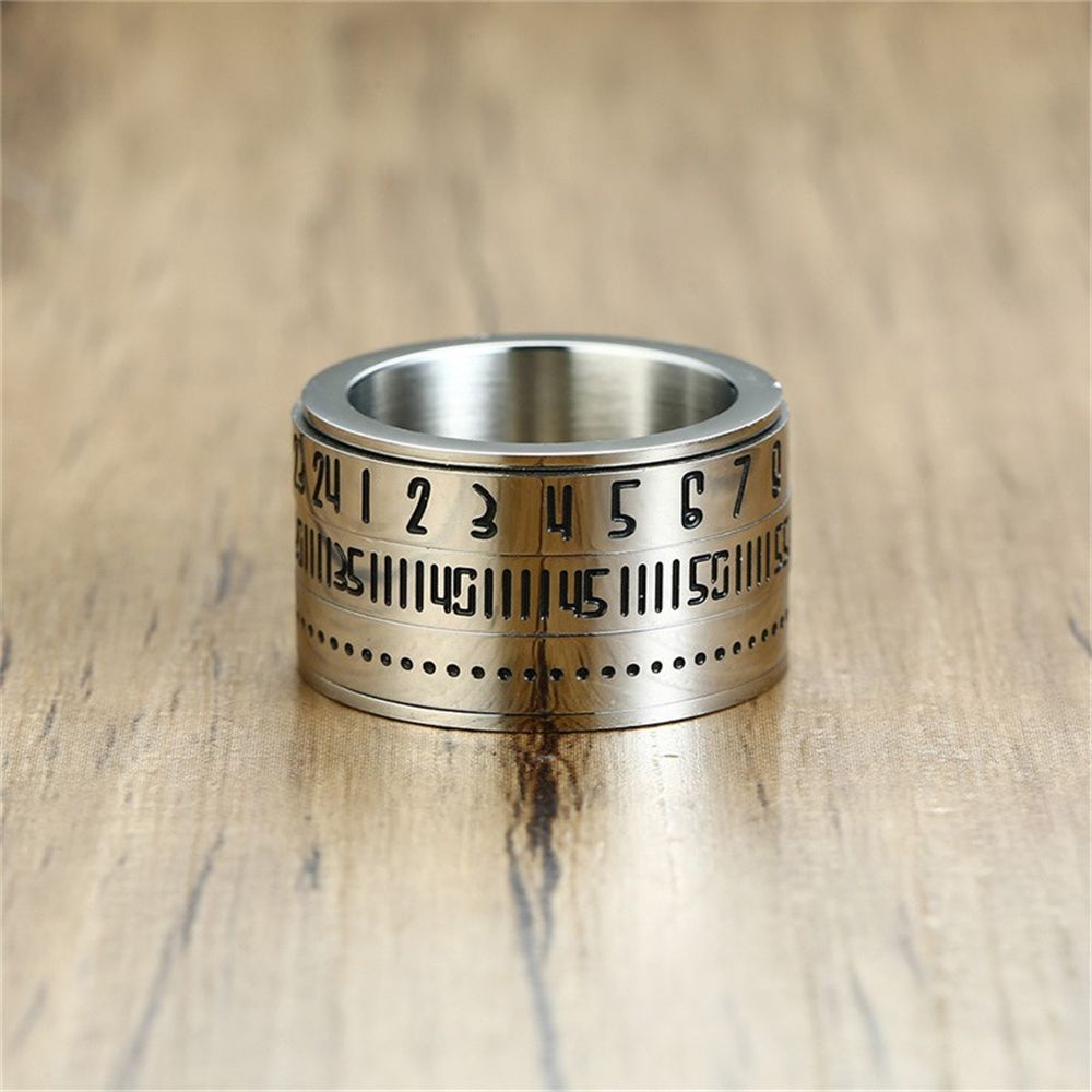 Nhẫn thép titan xoay 3 phần phong cách vintage cho nam