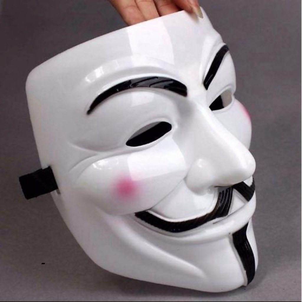Mặt nạ Hacker mặt nạ Anonymous hóa trang (Trắng)