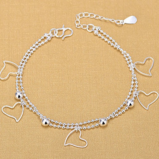 Lắc chân nữ bạc bi trái tim phụ kiện trang sức làm quà tặng thời trang hàn quốc   namimi