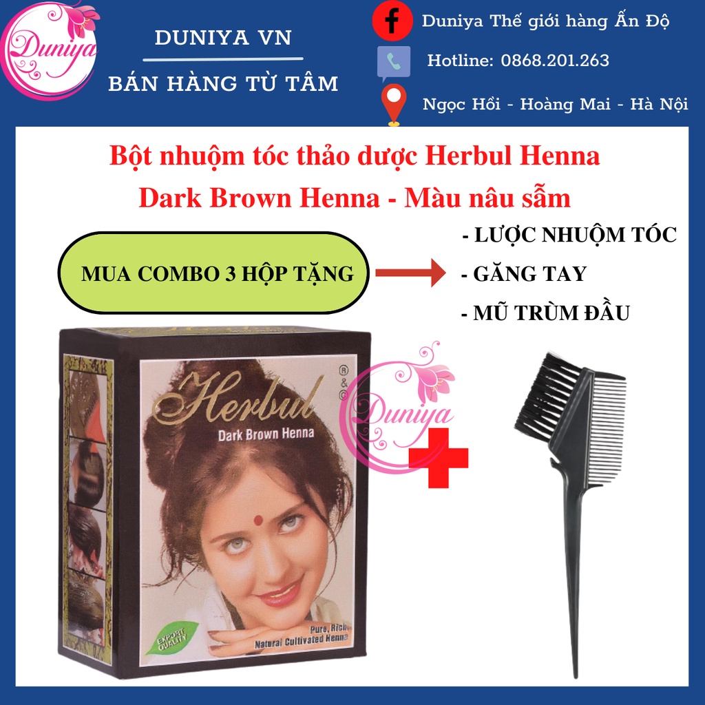 Bột Nhuộm Tóc Herbul Henna Dark Brown - Màu Nâu Sẫm