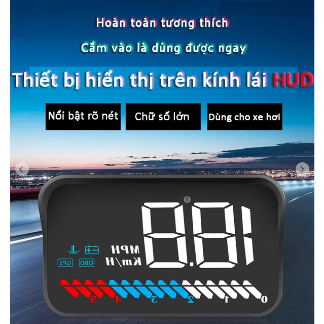 Thiết bị hiển thị tốc độ trên kính lái ô tô HUD FULL OPTION OBD2 [Giá đẳng cấp]