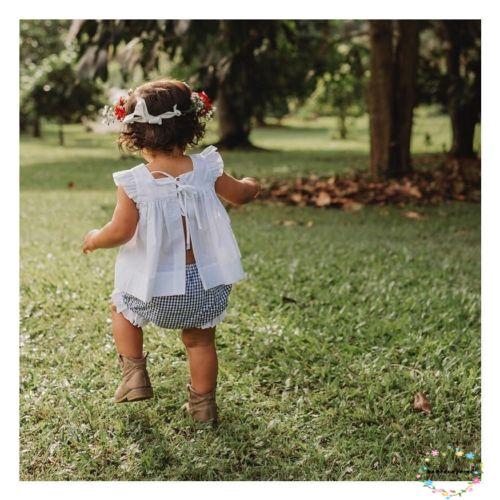 Set đầm ngắn tay cổ tròn + Quần lót dễ thương cho bé gái