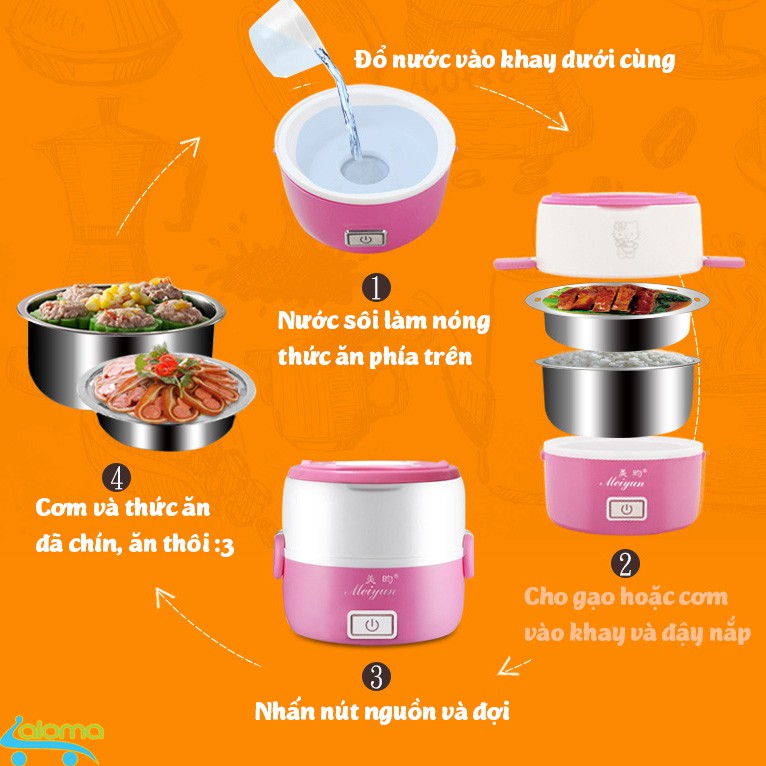 Hộp cơm cắm điện hâm nóng cách thủy 3 tầng Meiyun My3in nấu cơm mang cơm đi làm