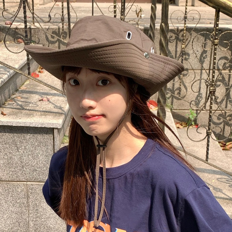 Mũ Cao Bồi Chống Nắng Thoáng Khí Có Dây Rút Nhanh Khô Phong Cách Nhật Bản