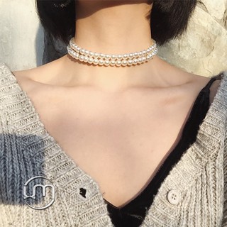 Phụ kiện thời trang giá rẻ- Dây chuyền ngọc nhân tạo 2 tầng