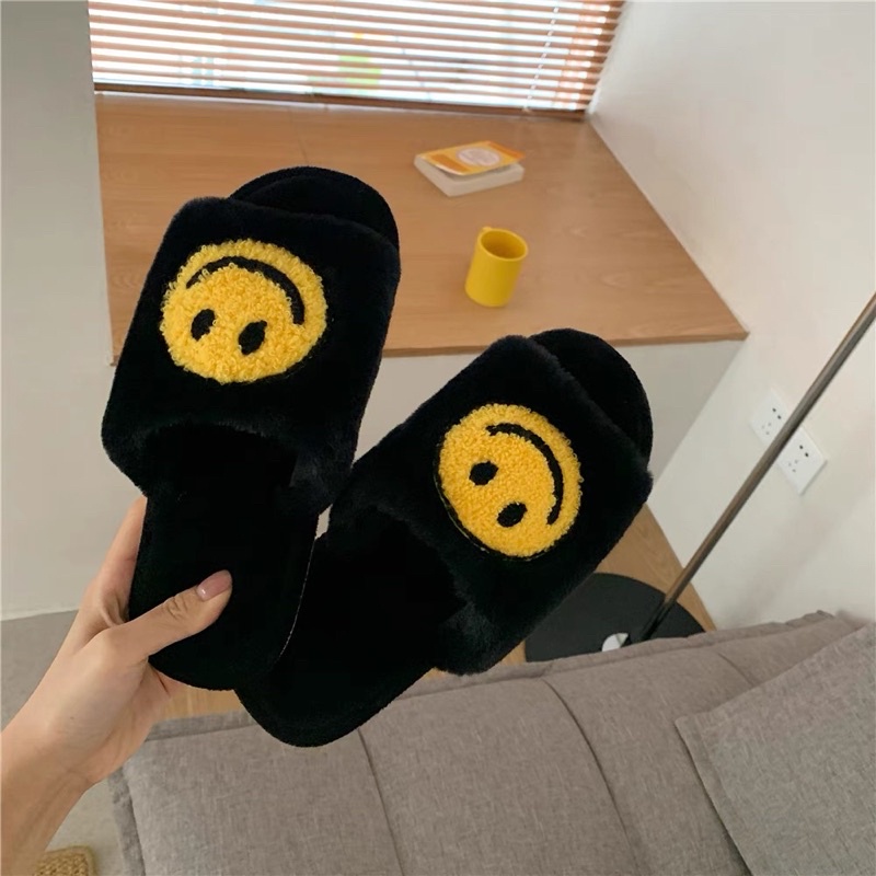Dép bông mặt cười drew cute đế xốp chống trơn đi được cả ngoài đường