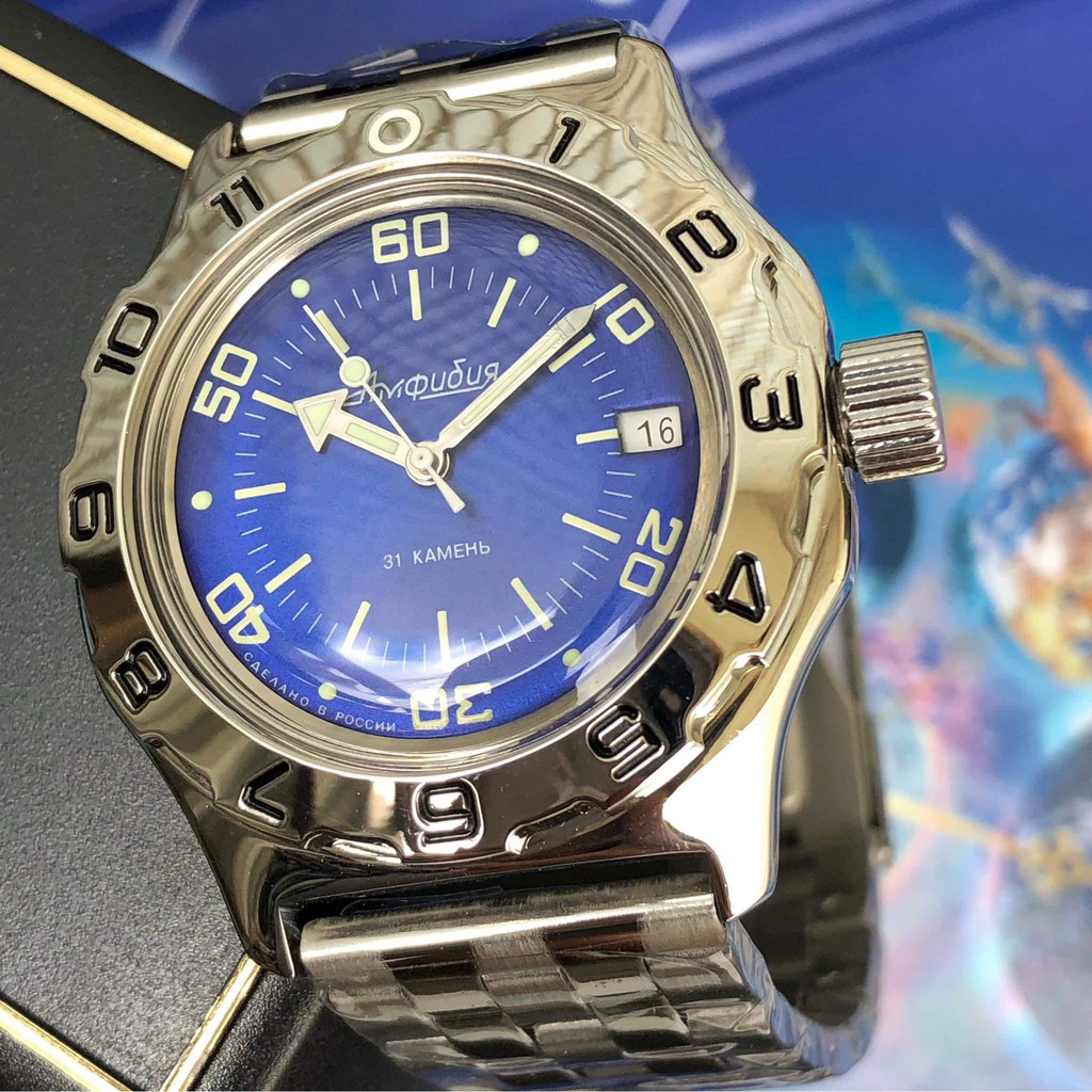 Đồng hồ nam Vostok máy cơ tự động Automatic, size mặt 41, chống nước tốt 20 ATM. Đồng hồ Nga Vostok Amphibia 100846