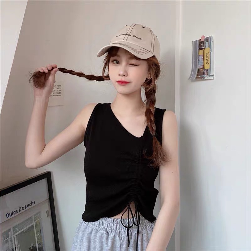 Áo crotop ba lỗ dây rút lệch vai Forgirl năng động