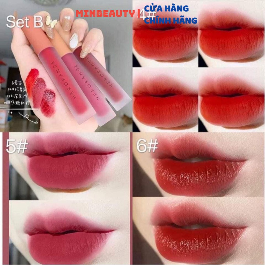 Set 3 Cây Son Kem Lì Herorange Fluffy Lip Glaze Son Hàng Nội Địa Trung (V3)