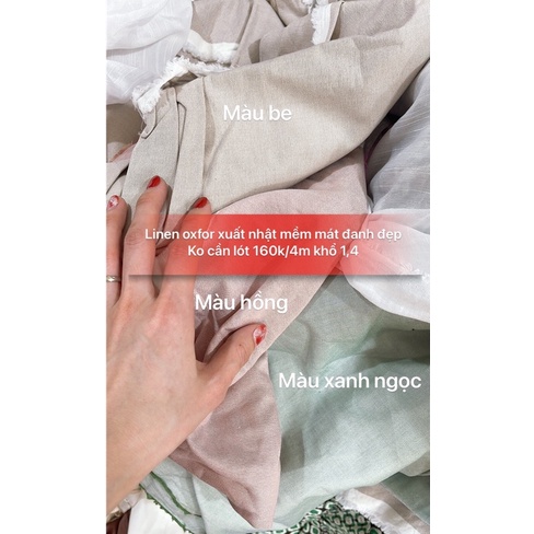 Vải linen xuất Nhật mềm mát ko cần lót 165k/4m khổ 1,4m