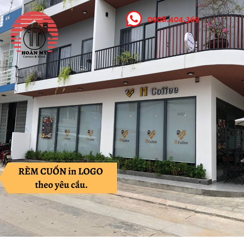 Rèm cuốn in LOGO,tên thương hiệu theo yêu cầu.