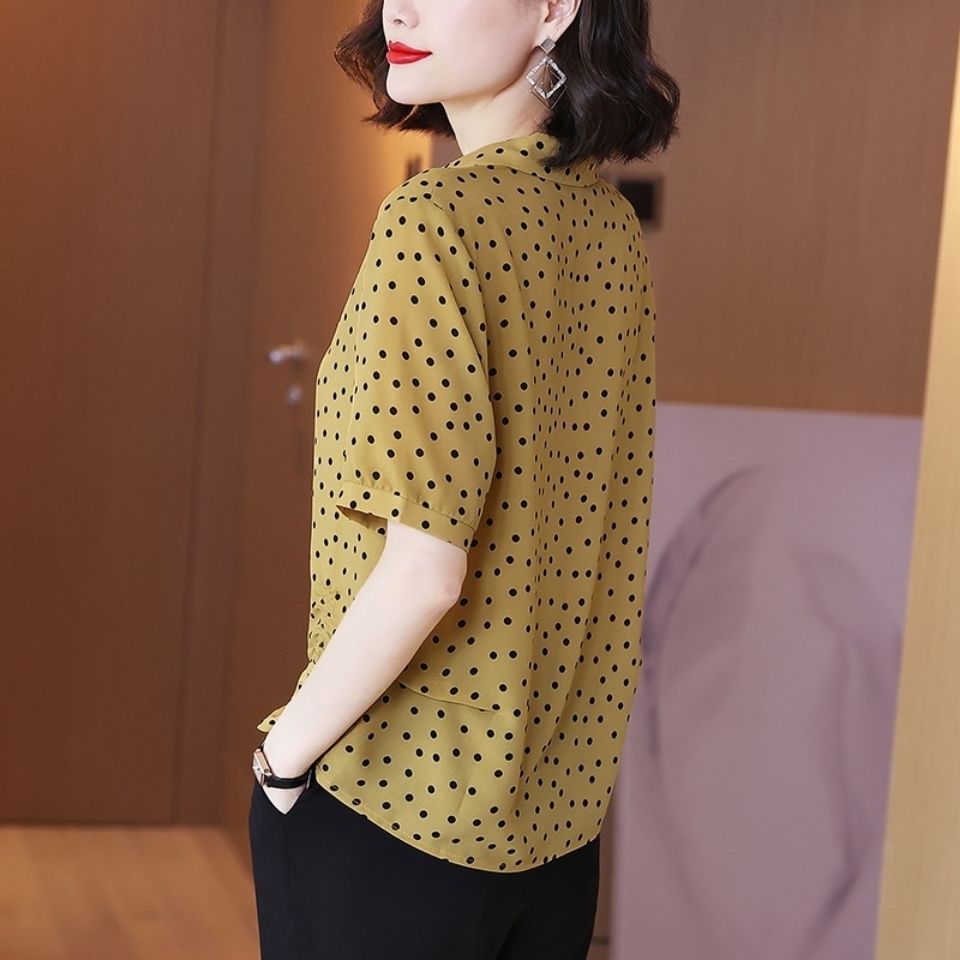 Áo sơ mi chiffon tay lửng thời trang dành cho phụ nữ trung niên