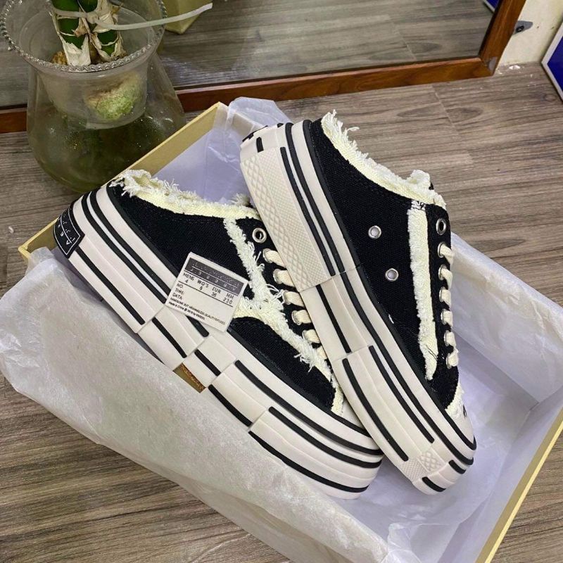 Sục xvessel ❤tặng kèm dây❤  giày đạp gót xvessel   ,  thể thao nam nữ sneaker cv rách học sinh sinh viên hàng 11