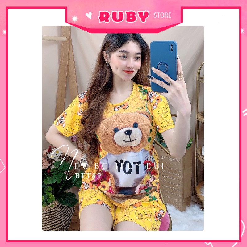 Đồ bộ nữ mặc nhà chất thun mịn mát ❤️ Set đùi hoạt hình Free Size ❤️ Rubystorevn BTT89