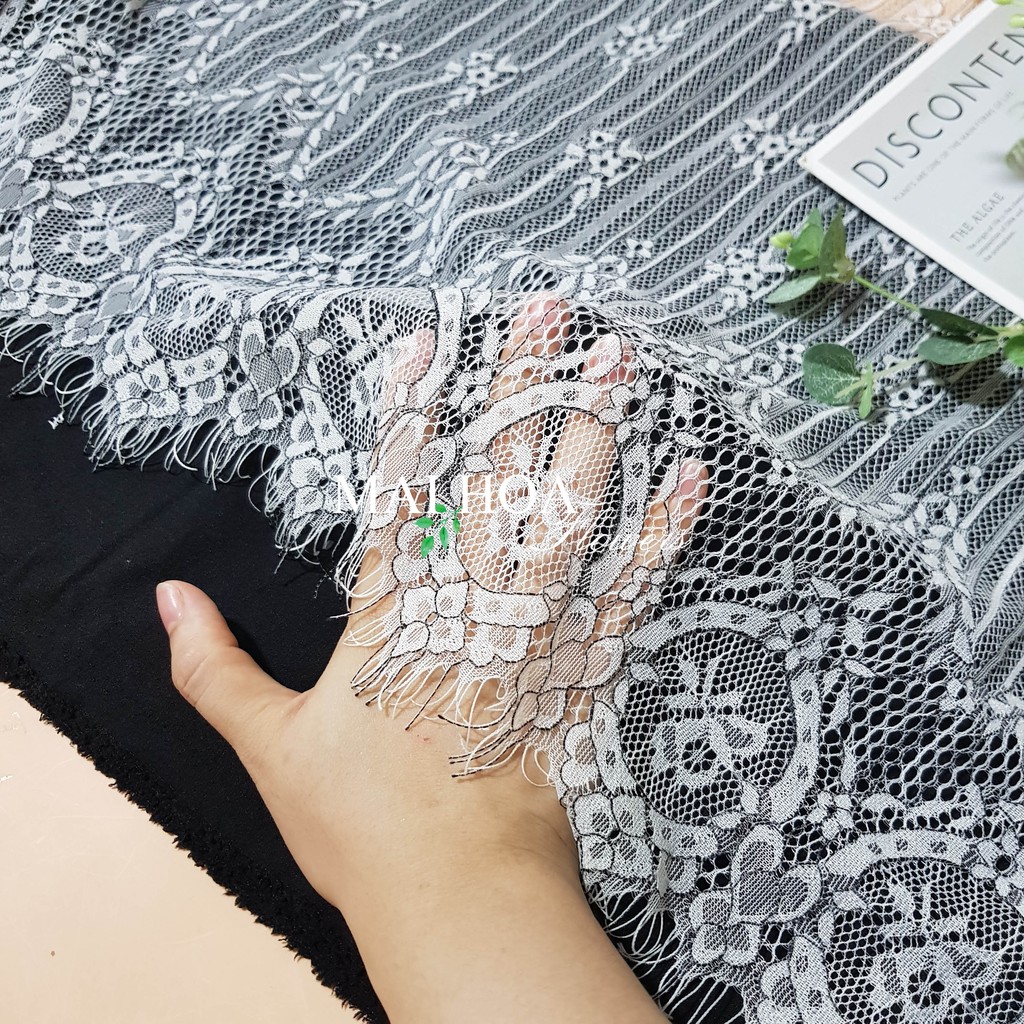 (Thanh lý) Vải ren may áo váy màu ghi chất mềm mại mỏng rủ đẹp có vết lỗi nhẹ Maihoaflower