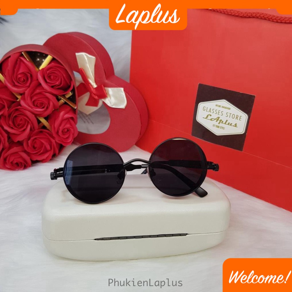 Kính thầy bói cao cấp Vintage tròn - Tặng kèm hộp đựng khăn lau