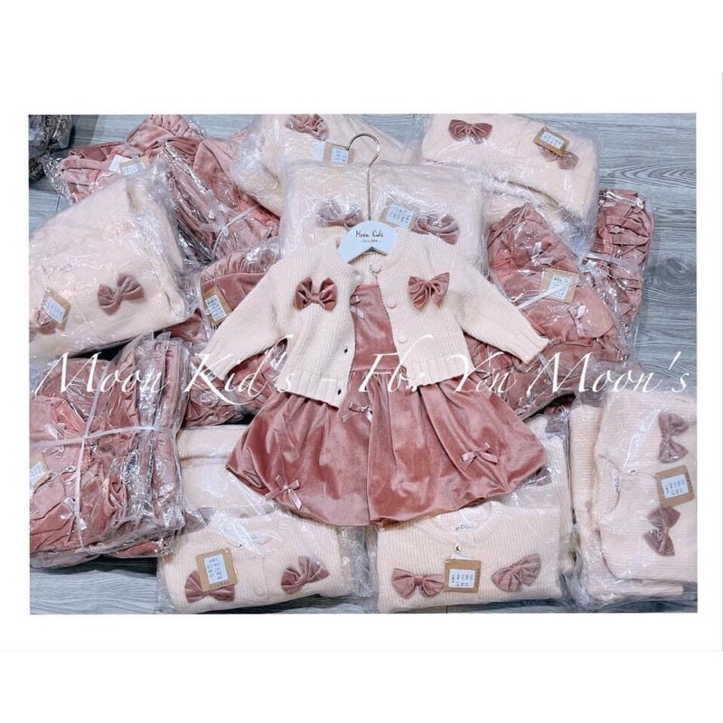 Set váy nhung cao cấp cho bé gái