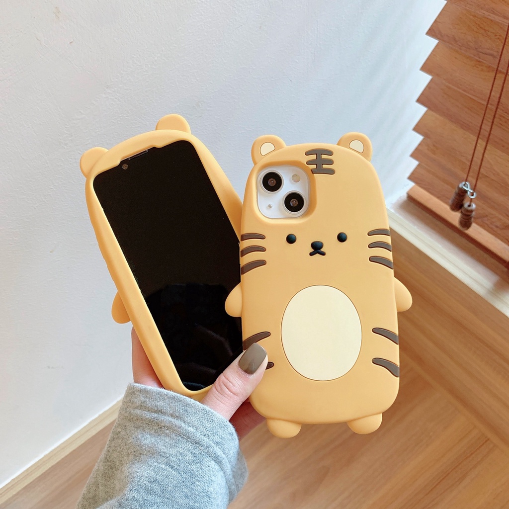 Ốp điện thoại silicon hình hổ 3D thích hợp cho iphone13 promax X XS XR 1112 pro max