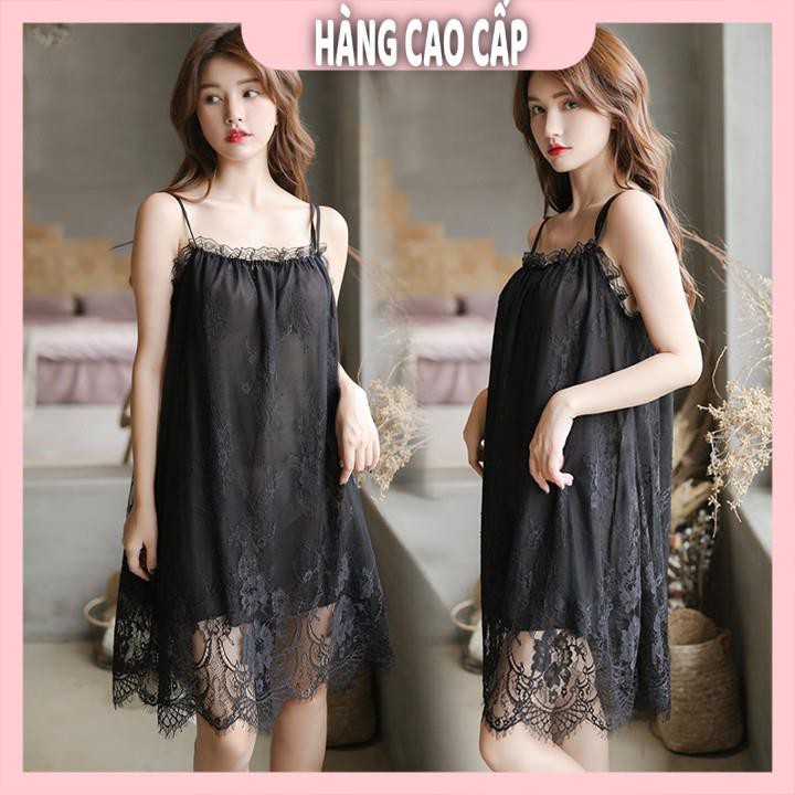 Đầm ngủ hai dây suông phối ren dễ thương (kèm hình thật shop chụp) | BigBuy360 - bigbuy360.vn