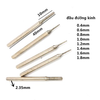 Mũi mài khắc đầu kim cương cán 2.35mm(phukien303 xả hàng-có hàng sẵn)