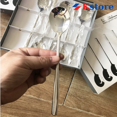 Bộ Thìa inox 304 Sét 6 Cái Cán Dài Cao Cấp Của Đức Chống Han - Set 6 thìa cà phê cao cấp