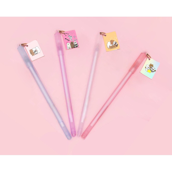 Bút ba anh em gấu sổ treo BST7 bút gel viết bare bear cute thần tượng hoạt hình