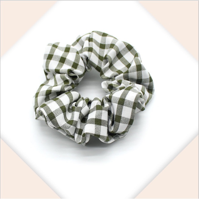 Cột Tóc Scrunchies Vải Caro Cỡ Lớn