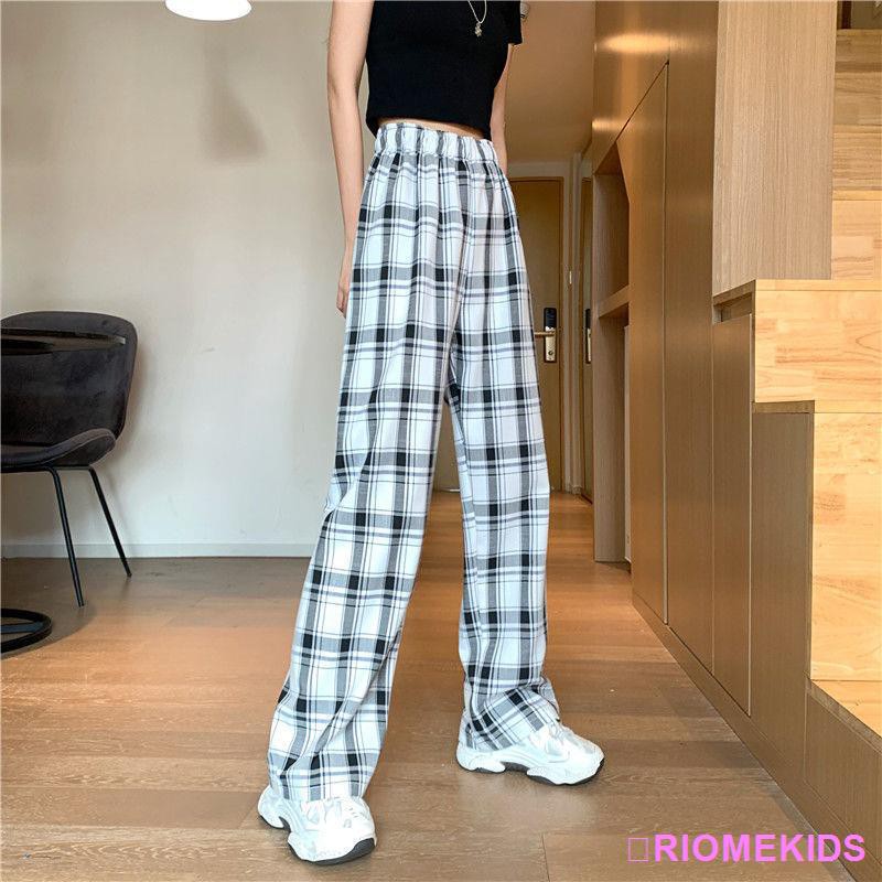 🔥Ready Stock🔥Korean fashion classic plaid wide-legged pants