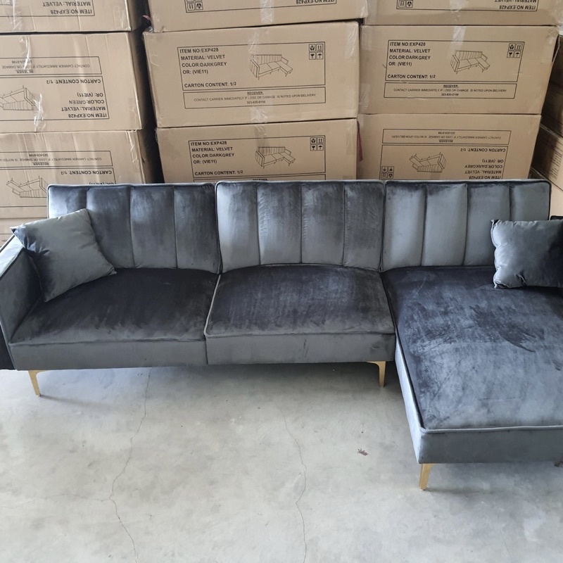 ghế sofa góc L giường nằm giá rẻ hàng nhập khẩu cao cấp vải nhung mịn khung gỗ chân thép chắc chắn Trường Mai Sài Gòn