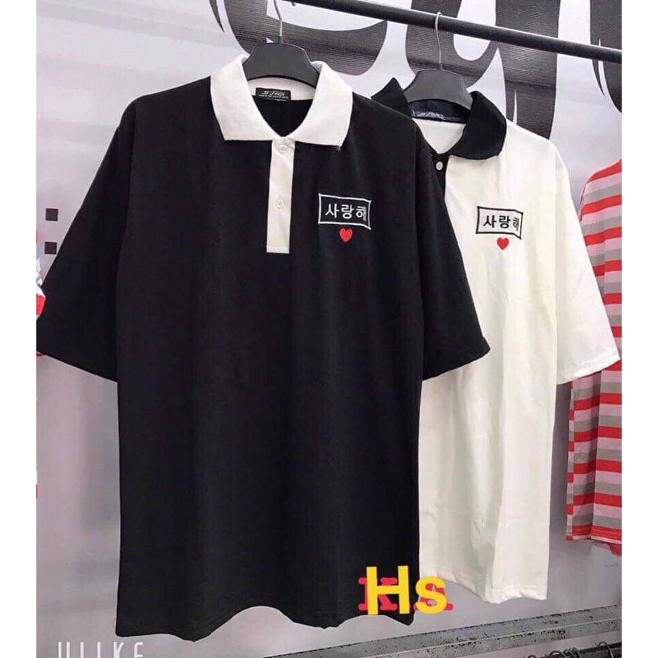 Áo Thun Polo 3 Màu Thêu Chữ Hàn X.Store Nam Nữ Cotton Dáng Rộng Nam Nữ - Phông Tay Lỡ Form Rộng Unisex - Có Ảnh Thật 985