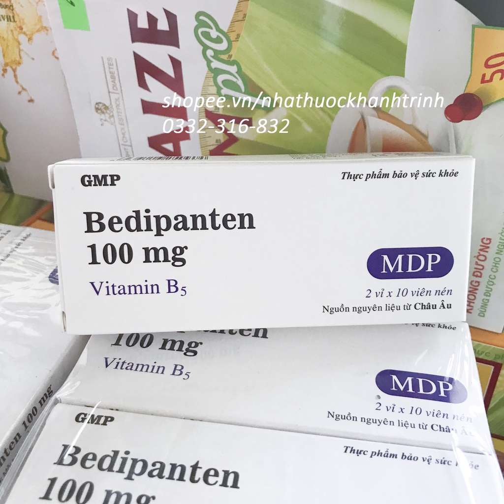 Hộp 20 viên Viên uống BEDIPANTEN 100MG vitamin B5 100mg giảm nhờn da, mụn,