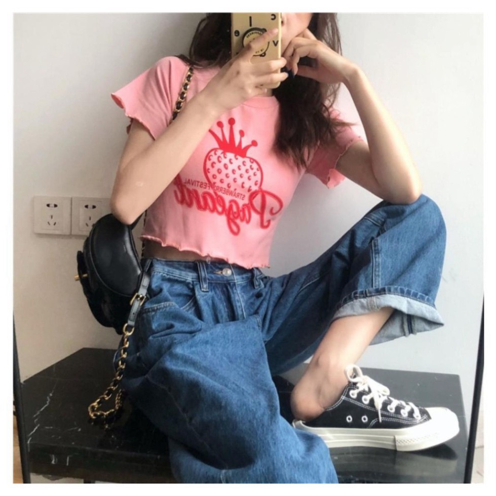 Áo Croptop Thời Trang, Áo Croptop Cộc Tay Vải Cotton Mêm, Mát Thời Trang