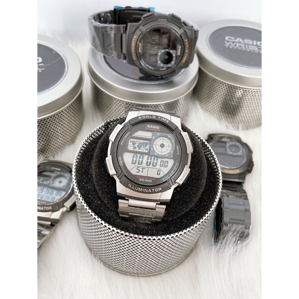Đồng Hồ Điện Tử Nam 💖𝑭𝑹𝑬𝑬𝑺𝑯𝑰𝑷💖 Đồng Hồ Đeo Tay Casio AE 1000 Mặt Tròn, Dây Thép Không Gỉ | BigBuy360 - bigbuy360.vn