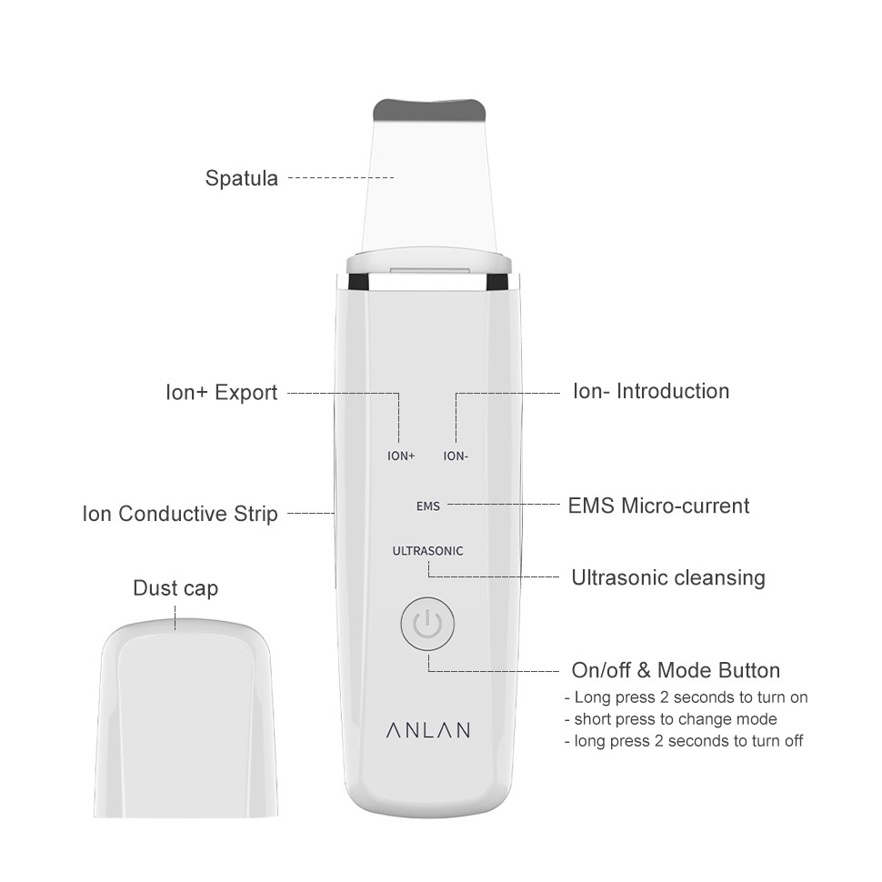 Máy Chăm Sóc Da ANLAN Sử Dụng Sóng Siêu Âm Làm Sạch Massage Với Liệu Pháp Ánh Sáng Đỏ Và Xanh Dương