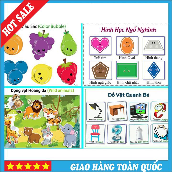 ✳☋☋[ SALE ] Học Liệu Dính Dán Tổng Hợp 18 Chủ Đề – Montessori Matching Book