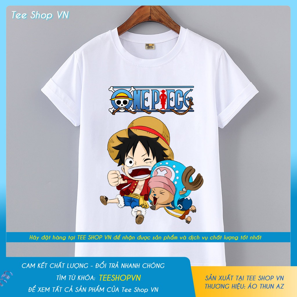 Áo phông One Piece Luffy và Tony Chopper Cute - Thun Cotton Có size trẻ em F2340