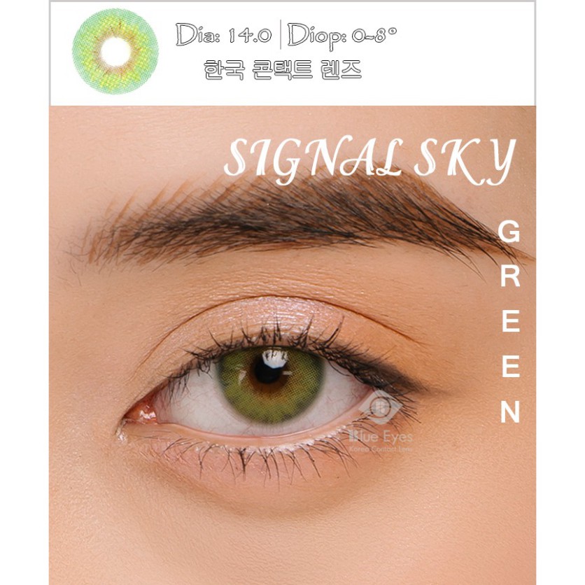 [CAM KẾT CHÍNH HÃNG] Kính áp tròng Hàn Quốc BLUE EYES SIGNAL SKY GREEN - Lens cận thời trang