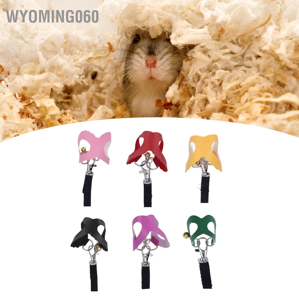 [Hàng Sẵn] Bộ dây đeo và buộc cho chuột Hamster Da nhân tạo Mềm mại  dễ mặc Áo khoác đi bộ Dây có chuông【Wyoming060】