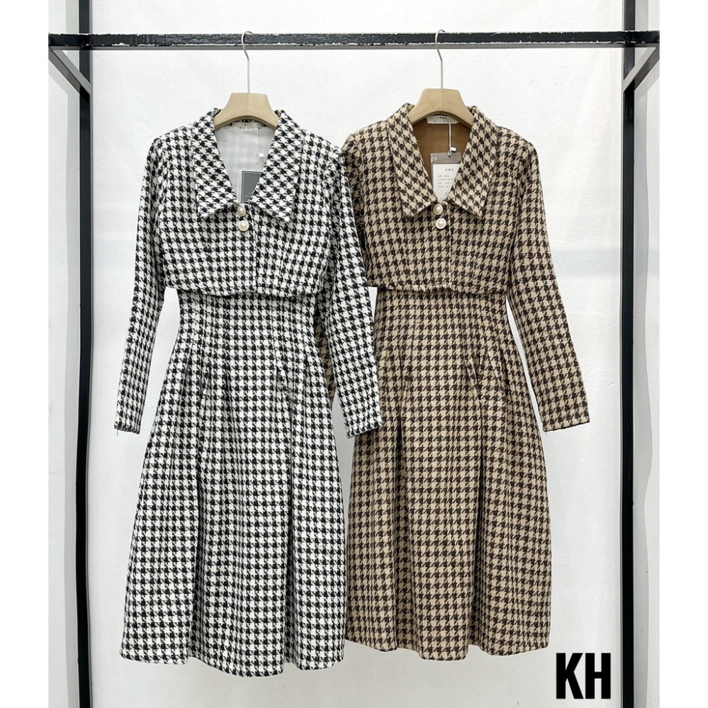 Set dạ tweed họa tiết gồm váy hai dây và áo khoác siêu xinh phong cách tiểu thư _ có ẢNH THẬT | BigBuy360 - bigbuy360.vn