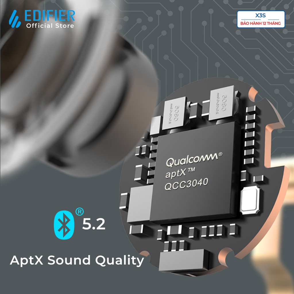 Tai nghe Bluetooth 5.2 EDIFIER X3s Chip Qualcomm APTX Khử ồn đàm thoại Thời lượng pin 28 giờ Chơi game Hàng chính hãng
