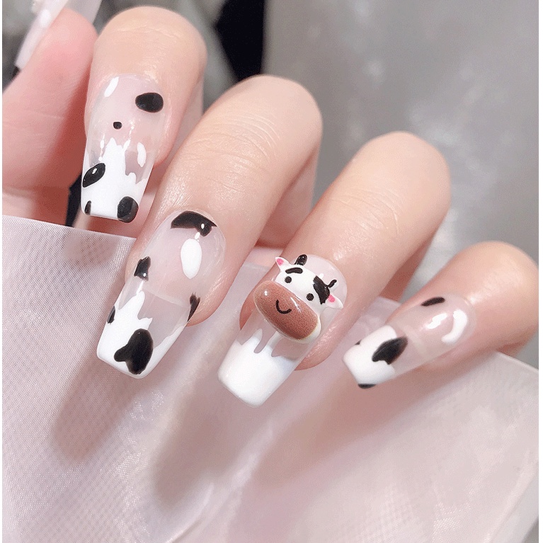 charm bò sữa nâu trang trí nail theo cái