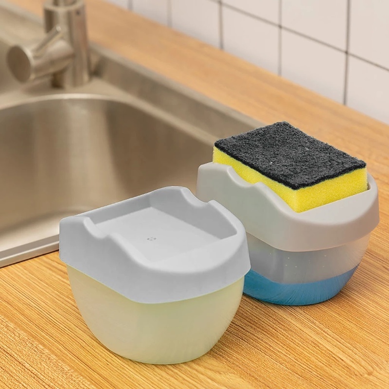 Set 2 Hộp Đựng Dung Dịch Rửa Chén Kèm Mút Rửa Chén Tiện Dụng Cho Nhà Bếp