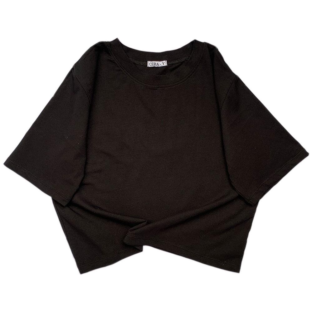 Áo thun croptop đen freesize 60kg