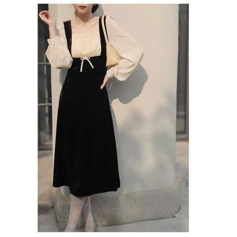 Đầm midi phối cổ và tay oganza | BigBuy360 - bigbuy360.vn